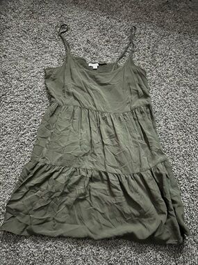 American Eagle Outfitters Olive Green Tiered Cami Dress